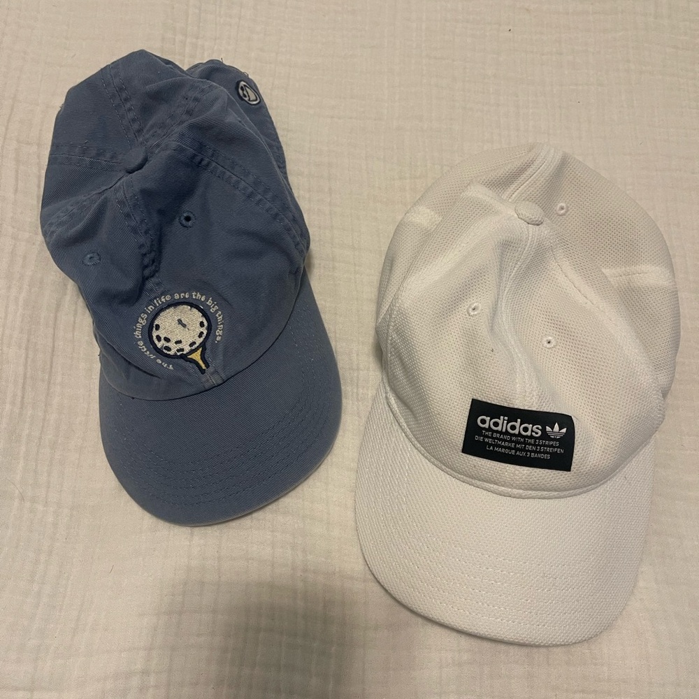 Adidas White Cap & Chambray Life is Good golf cap